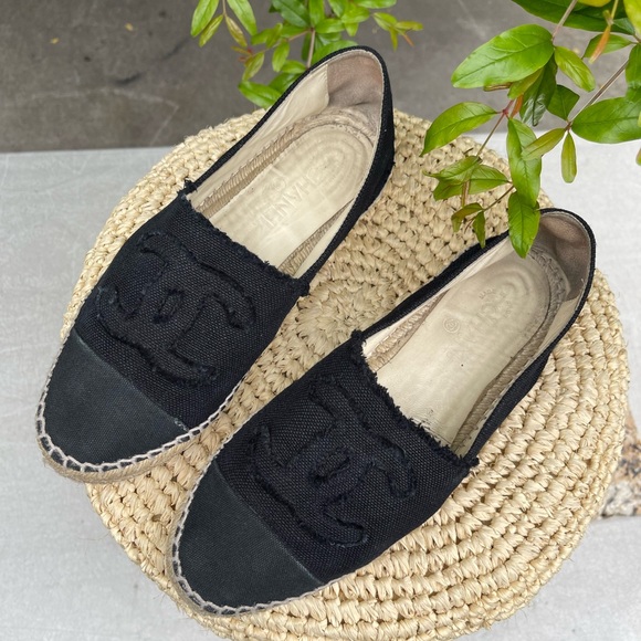 CHANEL black Linen canvas CC Espadrilles size euro 41 - Picture 3 of 11